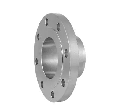 Stainless steel welding neck flange with tapered hub and raised face