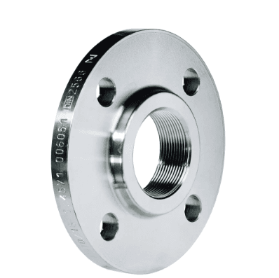 Stainless steel threaded flange with internal pipe thread and raised face